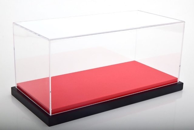 JC-L18RE Jewel Cases 1:18 Scale Acrylic Display Case with Leather Base (Size: Approx. 35.5 x 17 x 15.8cm) Red