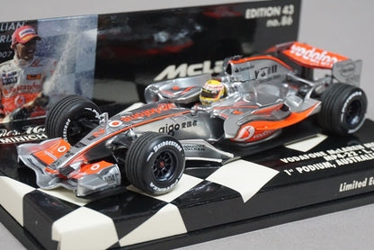 1:43 MINICHAMPS 530074312 Vodafone McLaren Mercedes MP4-21 Australian GP 2007 First Podium Lewis Hamilton #2