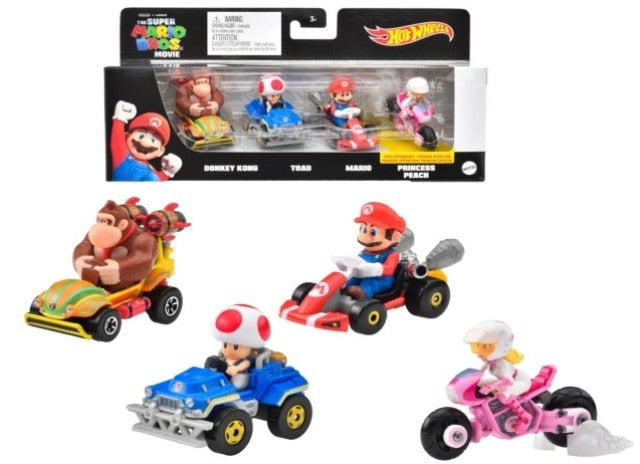 GWB36-986M Hot Wheels Mario Kart 4 Pack The Super Mario Brothers Movie