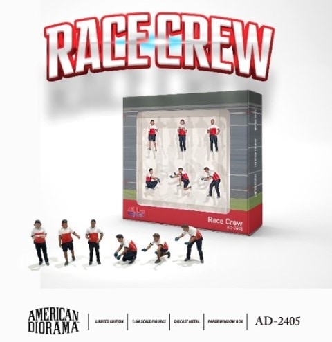 AD-2405 American Diorama 1:64 Figures Race Crew Set of 6 (Does not include miniature cars)