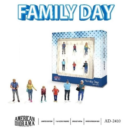 AD-2410 American Diorama 1:64 Figures Family Day Set of 6 (Does not include miniature cars)