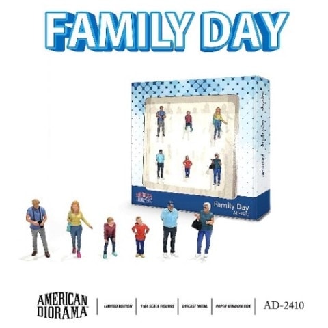 AD-2410 American Diorama 1:64 Figures Family Day Set of 6 (Does not include miniature cars)