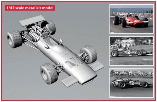 [ Pre-order ] SLK137 Tameo Kit 1:43 Ferrari 312 F1 USA GP 1969 P. Rodriguez White Metal Kit