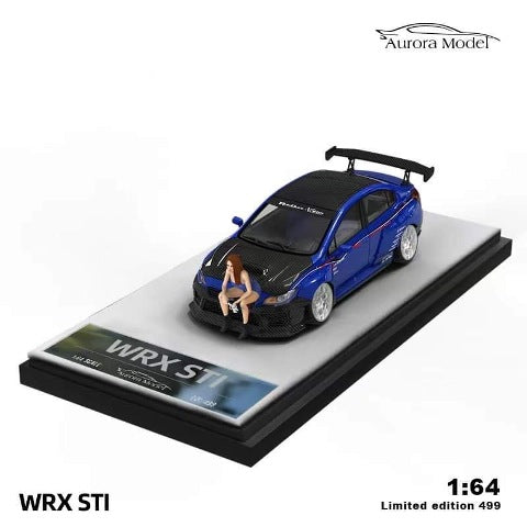 AuroraModel AM 1:64 Subaru WRX STI Metallic Blue with figure