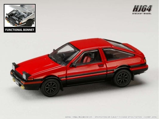 HJ641052ARB Hobby JAPAN 1:64 Toyota Sprinter Trueno GT APEX (AE86) JDM Style Red/Black