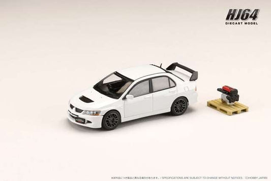 HJ644054W Hobby JAPAN 1:64 Mitsubishi Lancer Evolution 8 MR GSR w/Engine Display Model White Solid