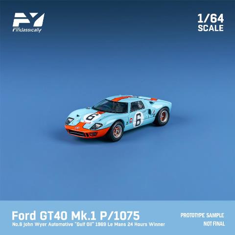 FY64020 Finclassically 1:64 Ford GT40 Mk1 P/1075 1969 Le Mans Winner #6 Gulf