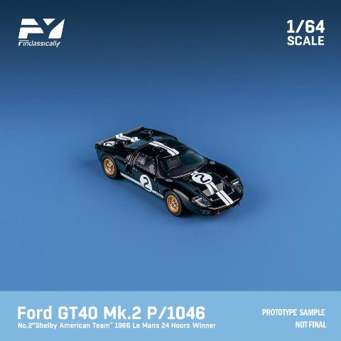 FY64021 Finclassically 1:64 Ford GT40 Mk2 P/1046 1966 Le Mans Winner #2 Black