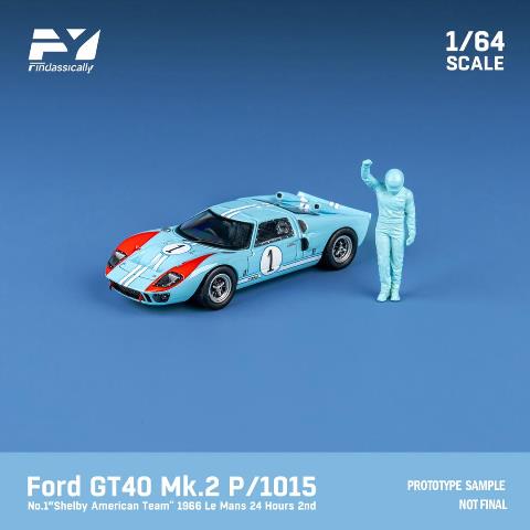 [ Pre-order ] FY64024 Finclassically 1:64 Ford GT40 Mk2 P/1015 1966 Le Mans #1 Blue with figure