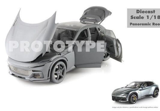 [ Pre-order ] HE180053A BBR 1:18 Ferrari Purosangue Full open - Grigio Titanio panoramic roof