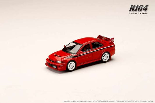 HJ642033CR Hobby Japan 1:64 Mitsubishi Lancer GSR Evolution 6 T.M.E. Special Color Package GF-CP9A 2000 with Mudflaps Passion Red