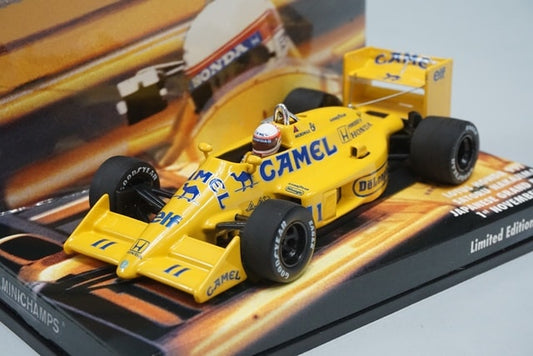 1:43 MINICHAMPS 413870011 Lotus Honda 99T Japan GP 1987/11/01 #11 Satoru Nakajima CAMEL