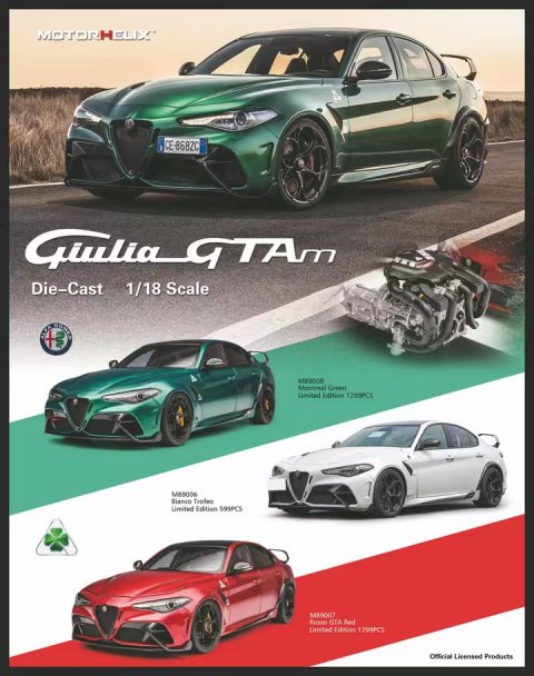 M89006 MOTORHELIX 1:18 Alfa Romeo Giulia GTAm Trophy White model car