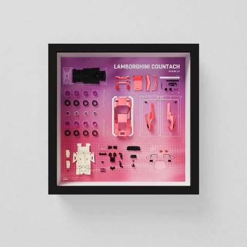 FY64065 Finclassically 1:64 Countach LP5000 QV Pink Parts Display Frame