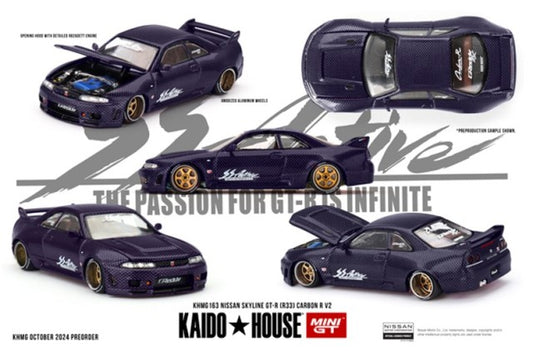 KHMG163 TSM MINI-GT 1:64 Nissan Skyline GT-R R33 Active Carbon R V2 (Right-Hand Drive)