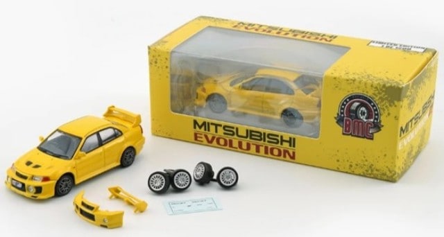64B0407 BM CREATIONS 1:64 Mitsubishi Lancer Evolution V/VI Yellow RHD model car