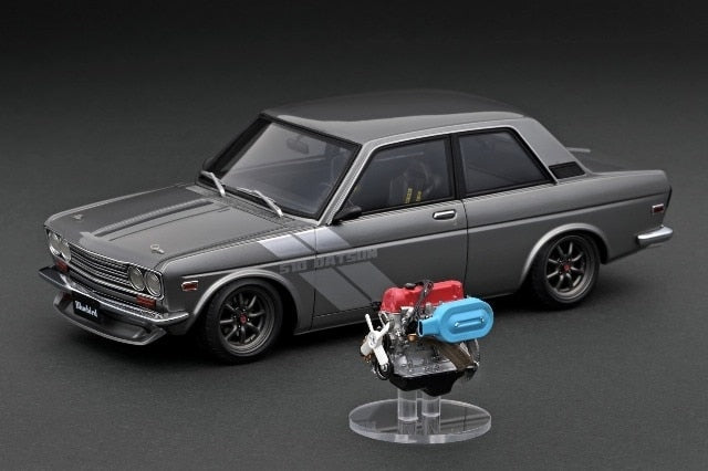 IG3310 ignition model 1:18 Nissan Datsun Bluebird (510) Gun Metallic With Engine
