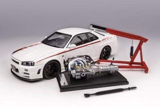 M83427 MOTORHELIX 1:18 Nissan Skyline GT-R R34 NISMO CUSTOMIZED White Pearl