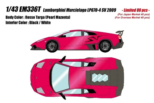 [ Pre-order ] EM336T Make Up EIDOLON 1:43 Lamborghini Murcielago LP670-4 SV 2009 Rosso Targa