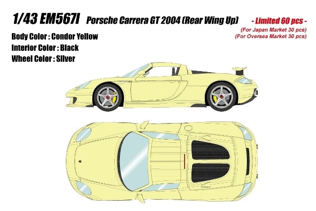 [ Pre-order ] EM567I Make Up EIDOLON 1:43 Porsche Carrera GT 2004 Rear Wing Up Condor Yellow