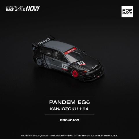 PR640163 POP RACE 1:64 Honda Civic PANDEM CIVIC EG6 "KANJOZOKU" Black Gray