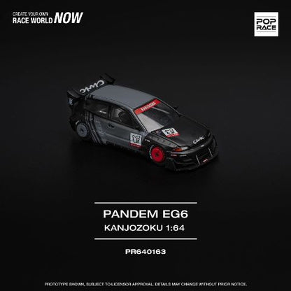 PR640163 POP RACE 1:64 Honda Civic PANDEM CIVIC EG6 "KANJOZOKU" Black Gray