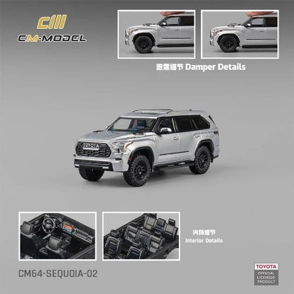 CM64-Sequoia-02 CM-Model 1:64 Sequoia Toyota Sequoia XK80 TRD Pro Silver Grey model car