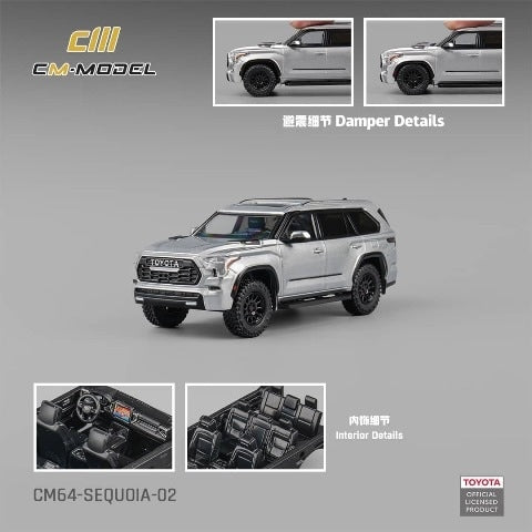 CM64-Sequoia-02 CM-Model 1:64 Sequoia Toyota Sequoia XK80 TRD Pro Silver Grey model car