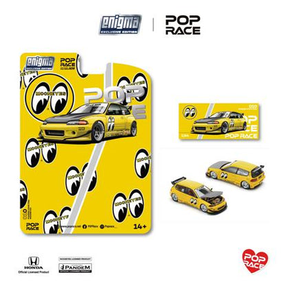[ Pre-order ] PRE0010 POP RACE x Enigma 1:64 Honda Civic Pandem Civic EG6 Rocket Bunny Modified Yellow Mooneyes Chase Livery Blister Pack