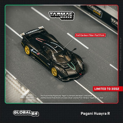 T64G-TL035-MBCF Tarmac Works 1:64 Pagani Huayra R Matt Black Carbon Fiber