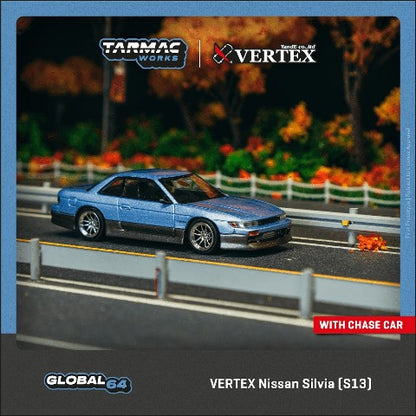 [ Pre-order ] T64G-025-PU Tarmac Works 1:64 Nissan VERTEX Silvia (S13) Blue/Grey