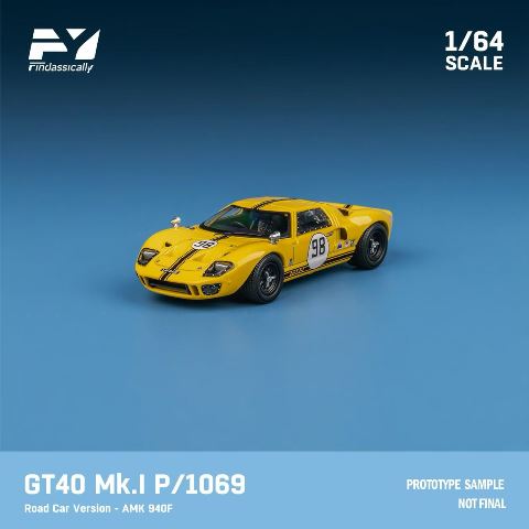 [ Pre-order ] FY64095 Finclassically 1:64 GT40 Mk.I P1069 #98 Yellow Road Car Version