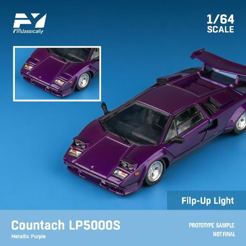 FY64092 Finclassically 1:64 Countach LP5000S Metallic purple with wing model car