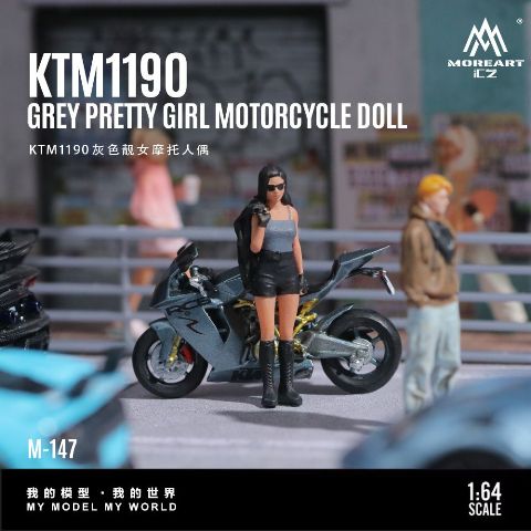 MO222147 MoreArt 1:64 KTM1190 Motorcycle with Female Figure Gray