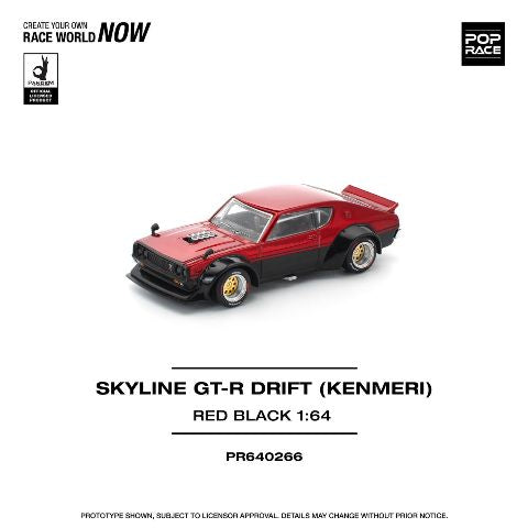 [ Pre-order ] PR640266 POP RACE 1:64 Nissan Skyline KPGC110 KENMERI RED/BLACK