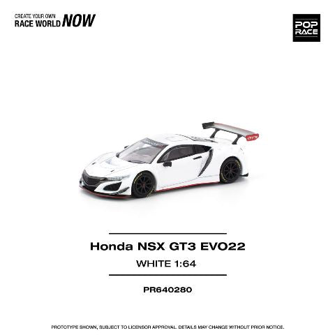 [ Pre-order ] PR640280 POP RACE 1:64 HONDA NSX GT3 EVO22 WHITE