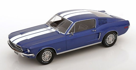 [ Pre-order ] KKDC181394 KK scale 1:18 Ford Mustang GT Fastback 1968 Blue Metallic/White