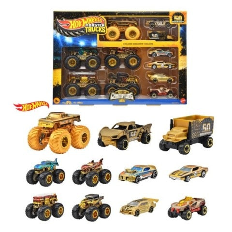 JDW07-9866 Hot Wheels Monster Truck Bigfoot Trophy Champion Collection Set model car
