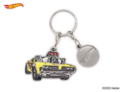 HWU87907 Hot Wheels Keychain RODGER DODGER Yellow Size: W4.5cm, Material: Zinc alloy, iron