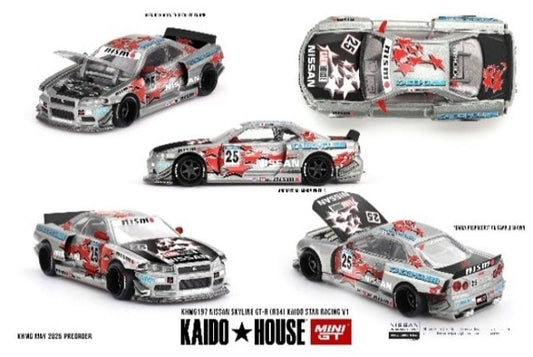 [ Pre-order ] KHMG197 TSM MINI-GT 1:64 Nissan Skyline GT-R R34 Kaido Star Racing V1 (Right-hand drive)