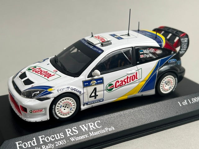 1:43 MINICHAMPS 400038374 Ford Focus RS WRC Acropolis Rally 2003 #4 M. Martin M. Park model car