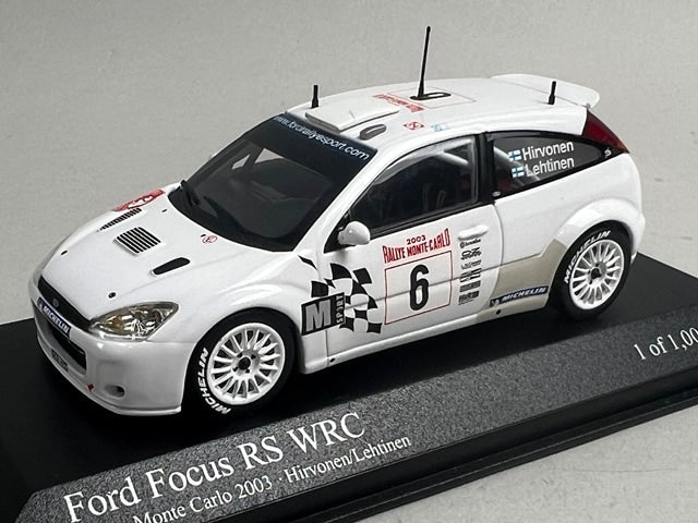 1:43 MINICHAMPS 430038906 Ford Focus RS WRC Monte Carlo Rally 2003 #6 M. Hirvonen J. Lehtinen model car