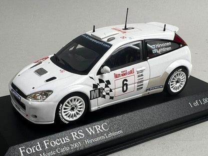 1:43 MINICHAMPS 430038906 Ford Focus RS WRC Monte Carlo Rally 2003 #6 M. Hirvonen J. Lehtinen model car