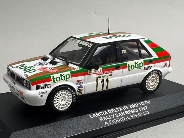 1:43 ixo SCR003 LANCIA DELTA HF 4WD TOTIP SAN REMO RALLY 1987 #11 A. Fiorio L. Pirola model car