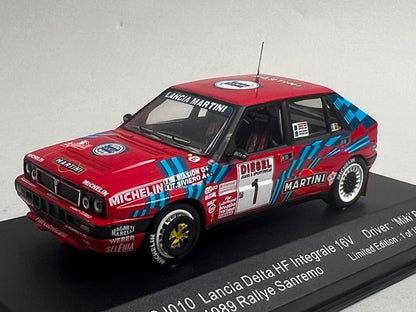 1:43 ixo LCJ010 Lancia Delta HF Integrale 16V Sanremo Rally 1989 #1 M. Biasion model car