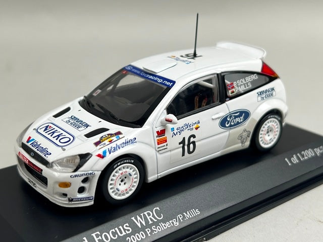 1:43 MINICHAMPS 430008916 Ford Focus WRC Argentina Rally 2000 #16 P. Solberg P. Mills model car