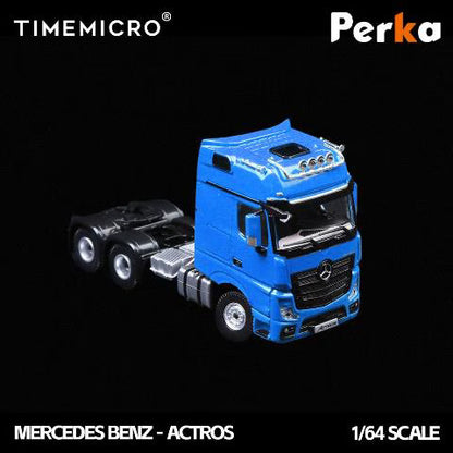 TM646733 TimeMicro & Perka 1:64 Mercedes-Benz Flatbed Transporter Truck, Blue
