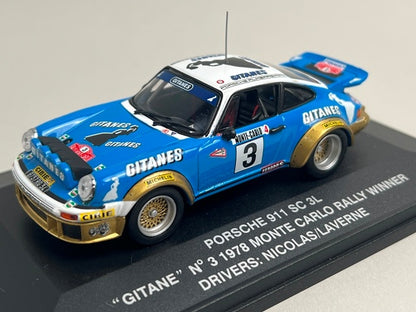 1:43 KYOSHO E3699 Porsche 911 SC 3L GITANE MONTE CARLO Rally 1978 #3 J. Pierre-Nicolas V. Lavergne model car