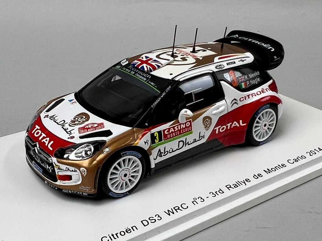1:43 Spark S3788 Citroen DS3 WRC MONTE CARLO Rally 2014 #3 K. Meek P. Nagel model car