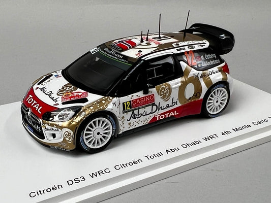 1:43 Spark S4508 DS3 WRC Citroen Total Abu Dhabi WRT Monte Carlo 2015 #12 M. Ostberg J. Andersson model car
